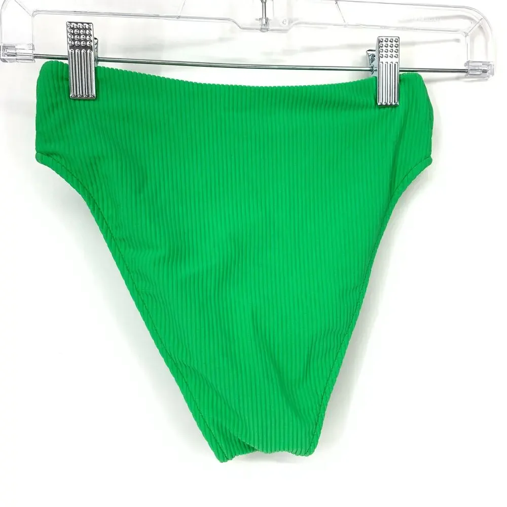 Frankie's Bikinis Women's Size XS High Waist Bikini Swim Bottom Green NWOT*